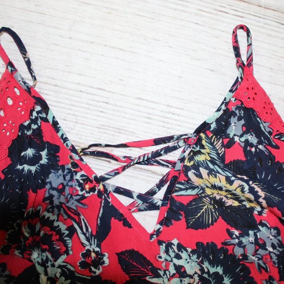 Roxy Eyelet Floral Strappy Dress - Picture 2 of 11